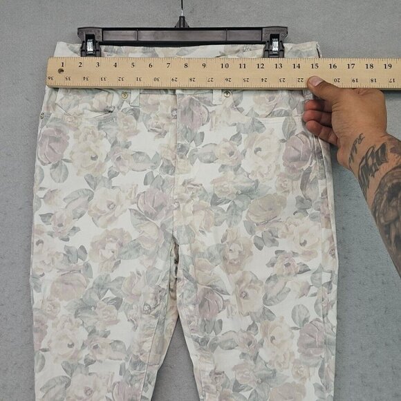 Seven7 High Rise Tummyless Skinny Jeans Womens 8 Pastel Floral Printed Slimming - Picture 2 of 11